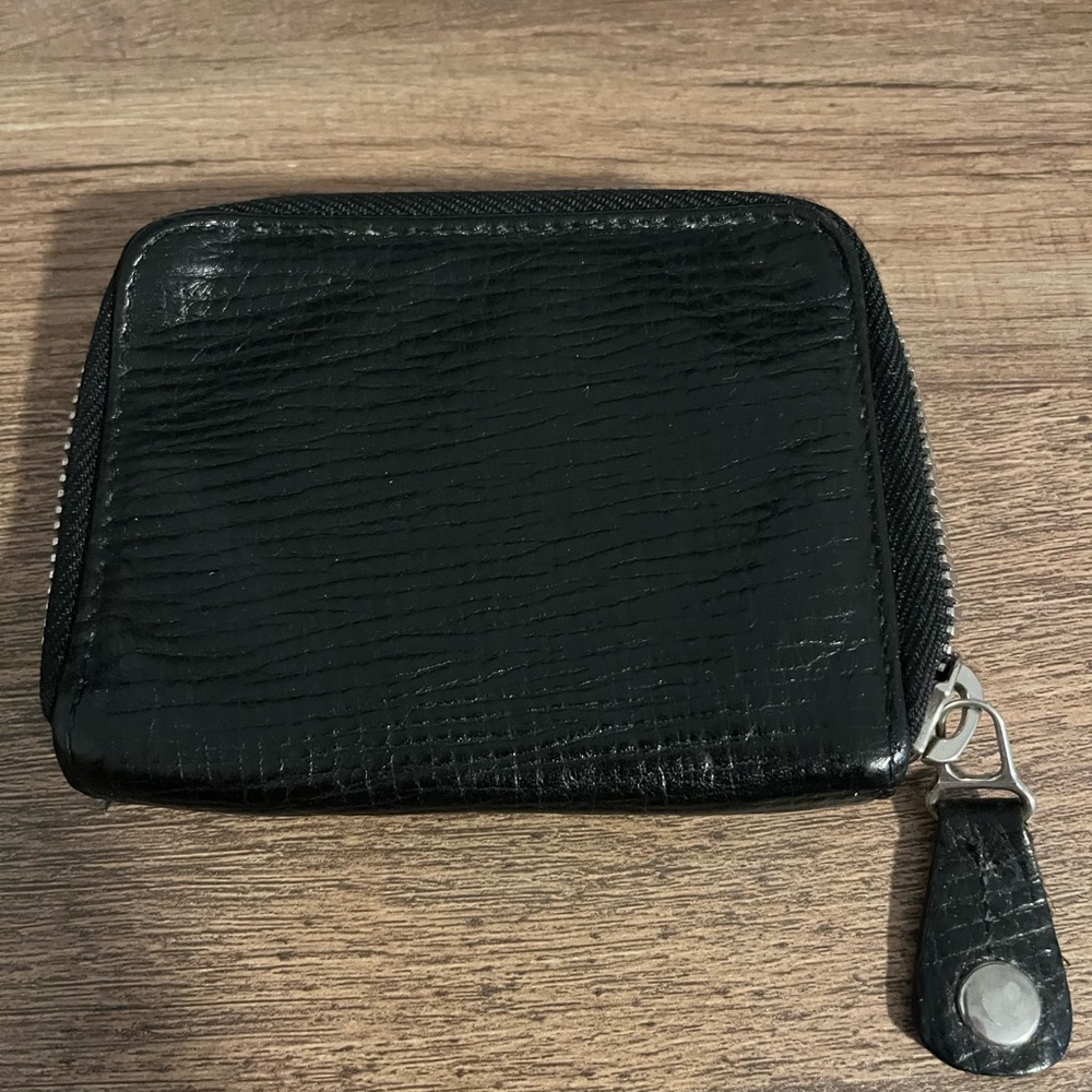 Black Textured Zip Wallet